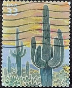 US Scott # 3293e; used 33c cactus from 1999; VF centering; off paper