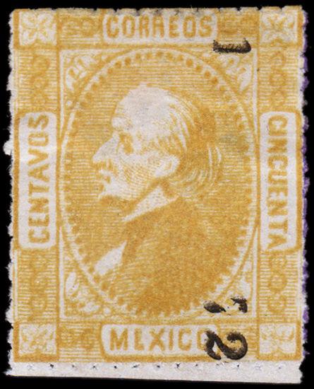 Mexico Scott 102 (1872) Mint H F, CV $175.00