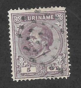 SURINAM Scott #5 Used 5c King William III stamp 2019 CV $5.75