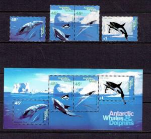 A. A.T. 1995 WHALES & DOLPHINS INCLUDING  S/S - SCOTT L94 TO L97a - MNH