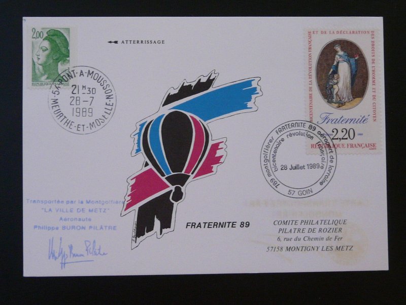 bicentenary French Revolution commemorative balloon flight postcard France 1989
