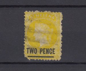 St Helena QV 1864 2d On 6d Yellow SG9 Fine Used JK9660