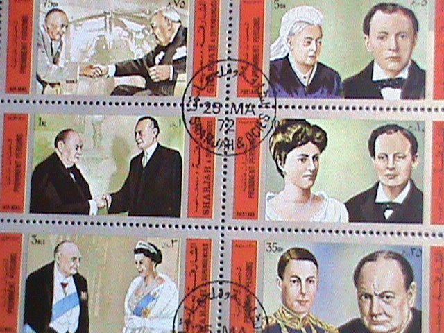 ​SHARJAH STAMP:1972  WORLD FAMOUS NOBEL PERSONS-CTO MINI SHEET- VERY FINE