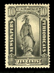 United States, Newspaper Stamps #PR62 Cat$135, 1879 10c black, lightly hinged