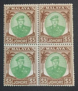 MOMEN: MALAYA JOHORE SG #147 1949-55 BLOCK MINT OG NH LOT #60868