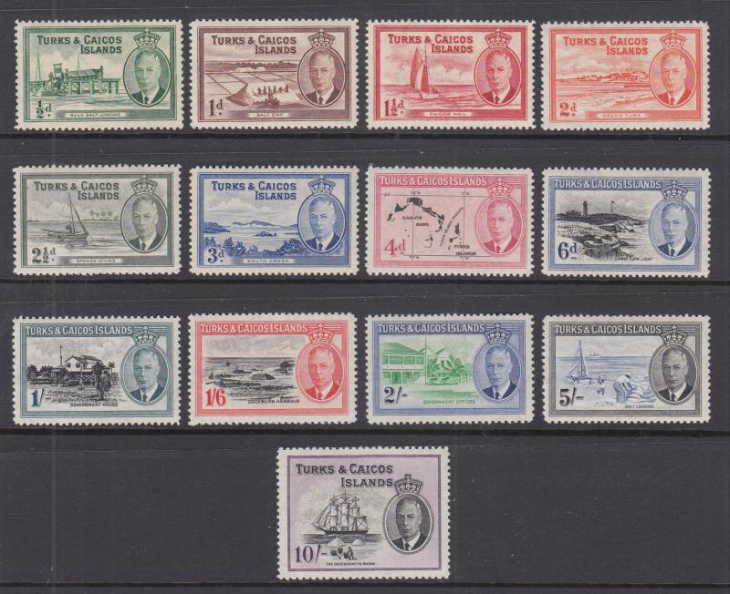 Turks & Caicos Sc 105-117 MNH. 1950 KGVI Pictorials, complete set, VF