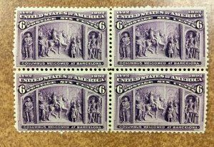 235 1893 6c Columbian VF NH block of 4 Bright purple