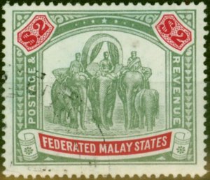Fed Malay States 1907 $2 Green & Carmine SG49 V.F.U