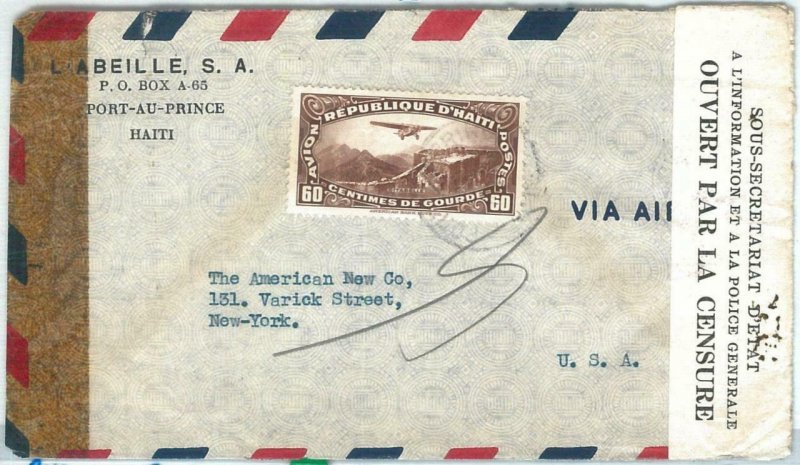 69287 - HAITI - POSTAL HISTORY - AIRMAIL   COVER to USA 1940's  - CENSORED!