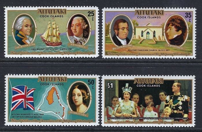 Aitutaki Sc #148-151: Silver Jubilee, 1977 MNH. CV $2.30