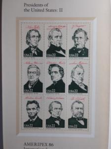 SCOTT # 2216-2219 AMERIPEX ' 86 COMPLETE SET MINT NEVER HINGED