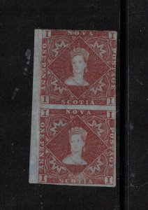 Nova Scotia #1 Mint Pair Full Original Gum Hinged **With Certificate**