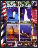 CONGO KINSHASA - 2004 -Lighthouses of America #2-Perf 4v Sheet-MNH-Private Issue