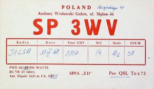 1968 Poland Amateur Radio QSL Card 15790-