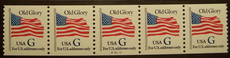 PNC5 2890 MNH (32c) Old Glory, blue \G\ P# A4427 (6466b)