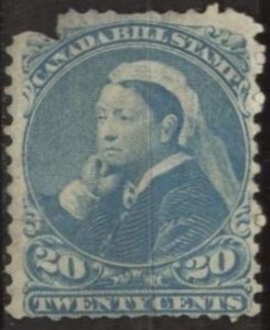 Canada FB48 (used filler) 20c bill stamp, blue (1868)