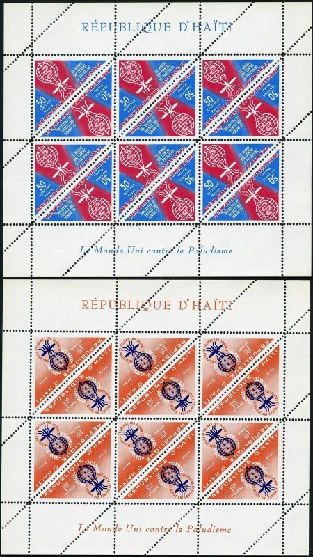 Haiti 486-488,C188-C190 sheets,MNH.Mi 697-702 klb.WHO drive against Malaria,1962 