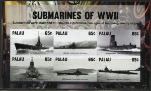 PALAU NEVER BEFORE OFFERED RARE  SUBMARINES OF WWII  SHEET IMPERFORATE MINT NH