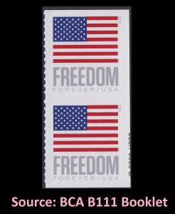 US 5791 Old Glory Freedom F vert pair (from BCA B111 booklet) MNH 2023
