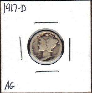 1917-D Mercury Dime About Good