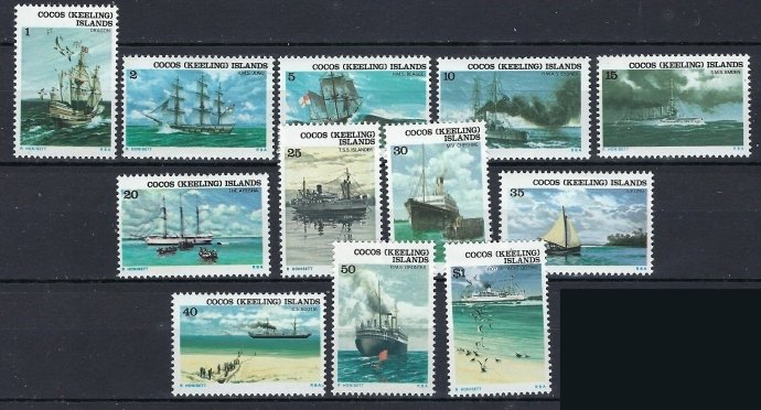 Cocos Is 20-31 MNH 1976 Ships (an7960)