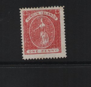 British Virgin Islands 1889 SG32 One Penny - CA watermark - mounted mint