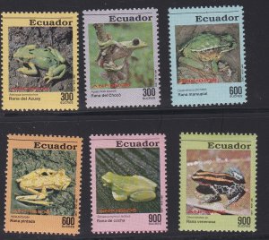 Ecuador # 1299-1304, Frogs, Mint NH, 1/2 Cat.