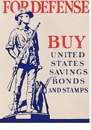 Great WW2 For Defense, US War Bonds Poster Stamp. 1942. 32x42mm