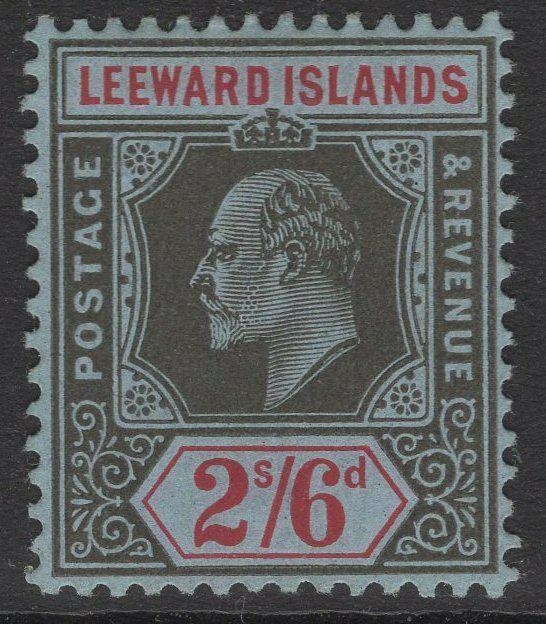 LEEWARD ISLANDS SG44 1911 2/6 BLACK & RED/BLUE MTD MINT