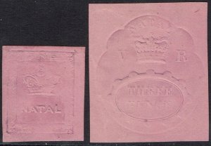 NATAL 1857 EMBOSSED 1D AND 3D REPRINTS NO GUM