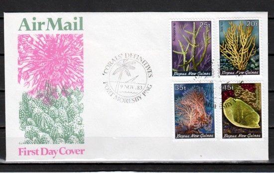 Papua New Guinea, Scott cat. 588-591. Coral Definitive issue. First day cover