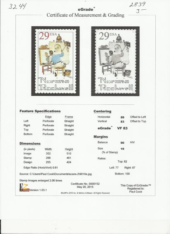 # 2839 MINT NEVER HINGED NORMAN ROCKWELL VF+