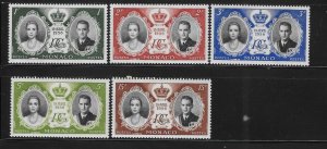 Monaco 1956 Wedding of Prince Rainier III Sc 366-370 MH A1860