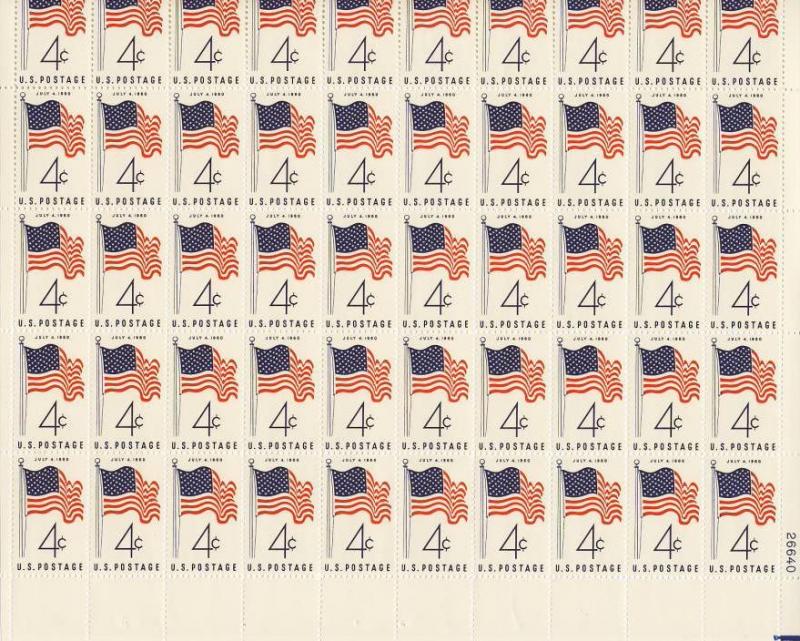 1153 1960 American Flag Sheet