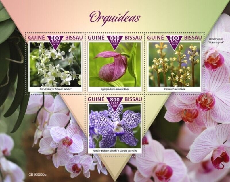 Guinea-Bissau - 2019 Orchid Flowers - 4 Stamp Sheet - GB190909a