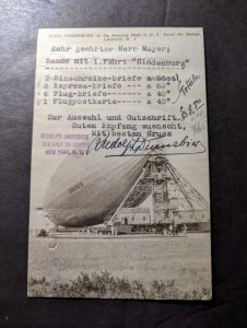 1937 USA LZ129 Hindenburg Zeppelin Rare RPPC Postcard Cover to Frankfurt Germany