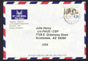 Zimbabwe to Scottsdale AZ Airmail Cover 