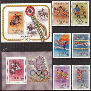 LAR 1984 Olympics Games Los Angeles Sc.1204/11 Set of 6 + 2 S/S MNH