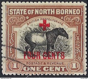 NORTH BORNEO 1918 1c + 4c Black and Chocolate SG235 FU