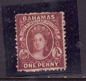 Bahamas-Sc#11a-unused heavy hinge 1p brown lake QV-id2-1863-5-