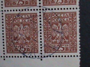 POLAND 1928-SC#260 94 YEARS OLD STAMPS-EAGLE ARMS USED IMPRINT BLOCK-VF