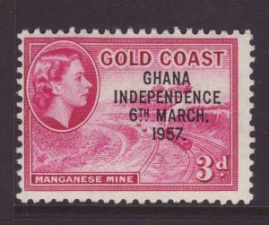 1957 Ghana Independence Opt On Gold Coast 3d Mint