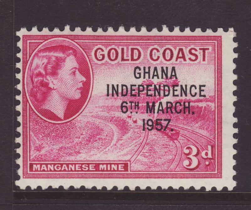 1957 Ghana Independence Opt On Gold Coast 3d Mint