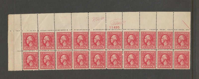 # 528 Top Plate Block # 11495 of 20, with monogram. Fine, OG, NH. CV $ 615.00