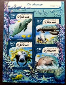 *FREE SHIP Djibouti Dugongs 2016 Marine Life Mammals Coral Fish Ocean (ms) MNH