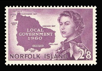 Norfolk Island #42 Cat$14, 1960 2sh8p rose violet, never hinged