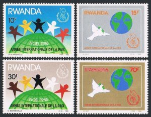 Rwanda 1270-1273,MNH.Michel 1354-1357. Christmas 1986.Peace Year IPY-1986.Birds. 