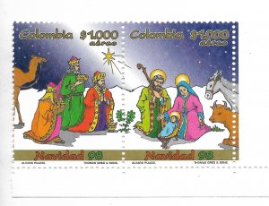 COLOMBIA 1998 CHRISTMAS PAIR MANGER WISE MAN JESUS BIRTH MINT NH SCOTT 1148
