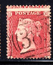 Great Britain used #20 1p Victoria Position SA Cancel 383 Misperf