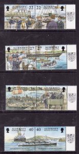 Alderney-Sc#176-83- id14-unused NH set-Military-Ships-Garrison Island-2001-